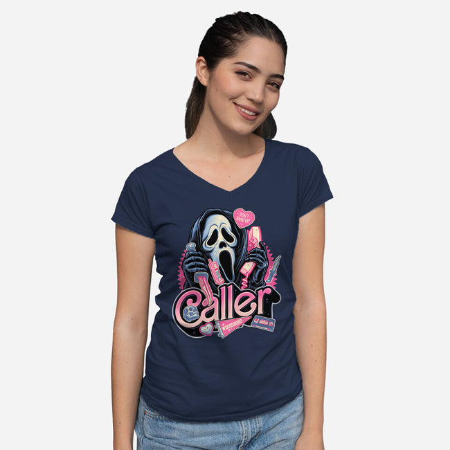 Caller Love-Womens-V-Neck-Tee-glitchygorilla