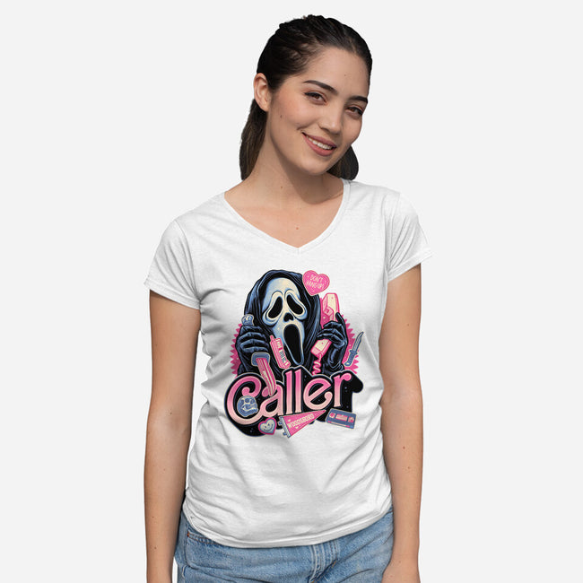 Caller Love-Womens-V-Neck-Tee-glitchygorilla