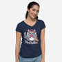 ChinChillin-Womens-V-Neck-Tee-Ca Mask