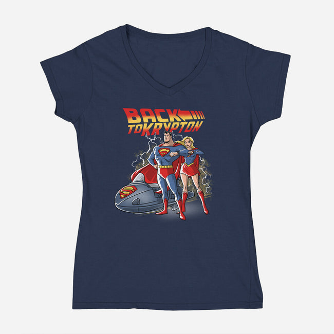 Back To Krypton-Womens-V-Neck-Tee-zascanauta