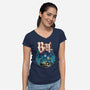 Ghost Bat-Womens-V-Neck-Tee-Barbadifuoco