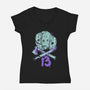 13 Bits-Womens-V-Neck-Tee-Green Devil