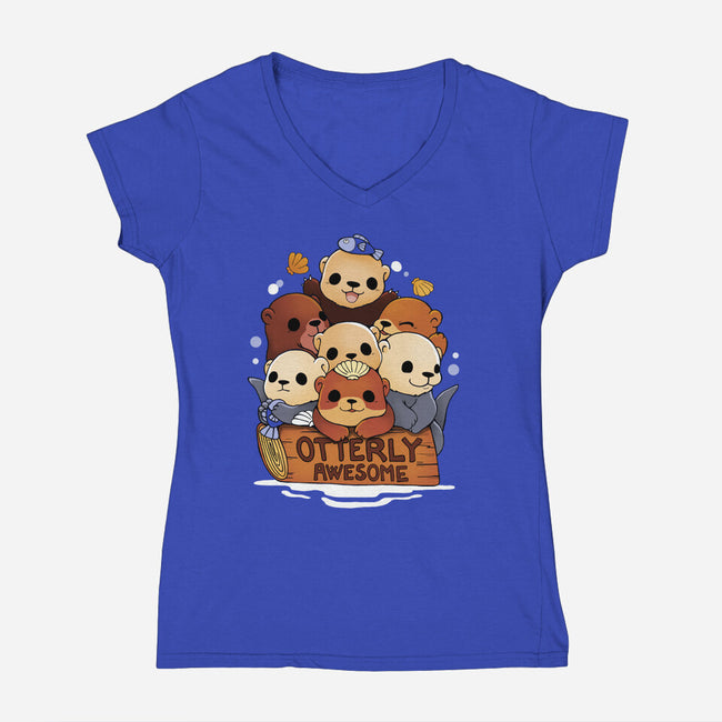 Otterly Awesome-Womens-V-Neck-Tee-Vallina84