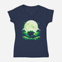 Baby Touch Moon-Womens-V-Neck-Tee-Vallina84