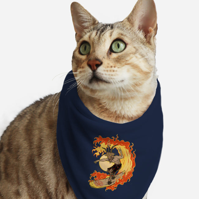 Surfing With The Devil-Cat-Bandana-Pet Collar-Green Devil