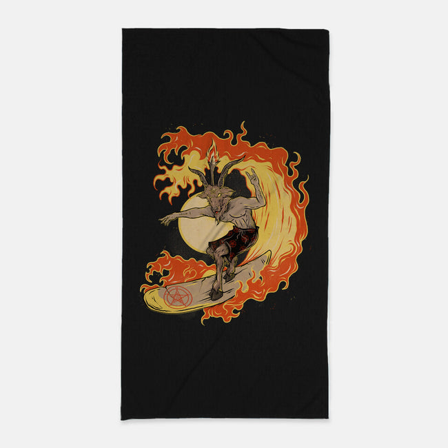 Surfing With The Devil-None-Beach-Towel-Green Devil