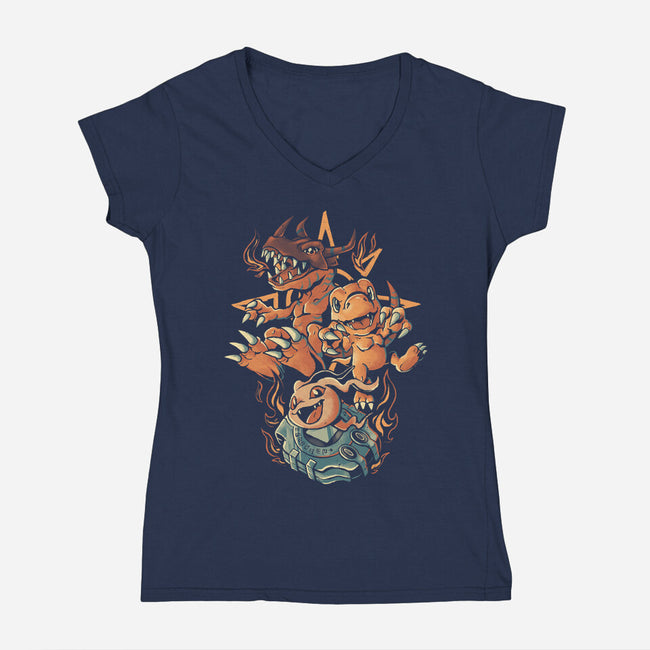 Digital Dino Evolution-Womens-V-Neck-Tee-Arigatees