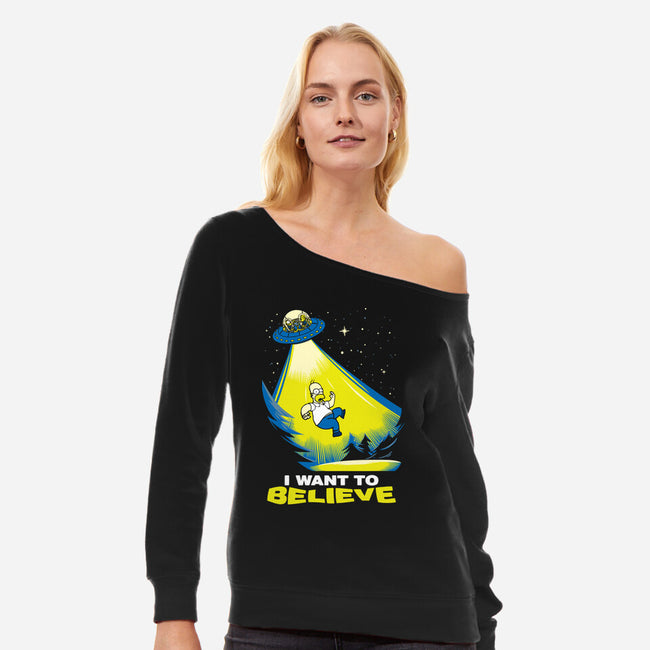 I Want To Believe-Womens-Off Shoulder-Sweatshirt-dalethesk8er