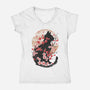 Black Sakura-Womens-V-Neck-Tee-dandingeroz