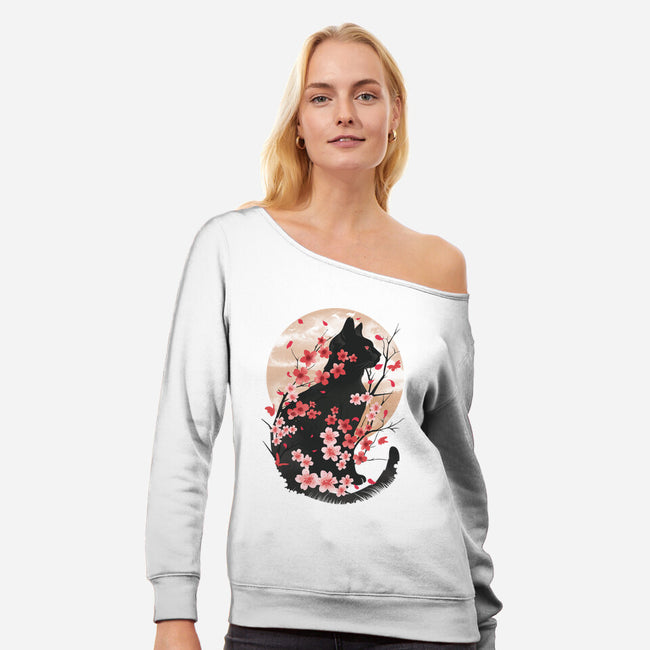 Black Sakura-Womens-Off Shoulder-Sweatshirt-dandingeroz