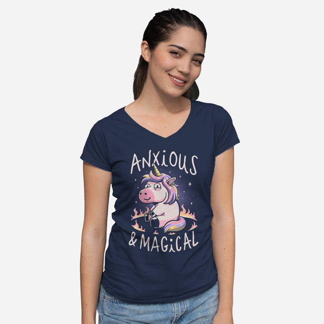 Anxious But Magical-Womens-V-Neck-Tee-koalastudio