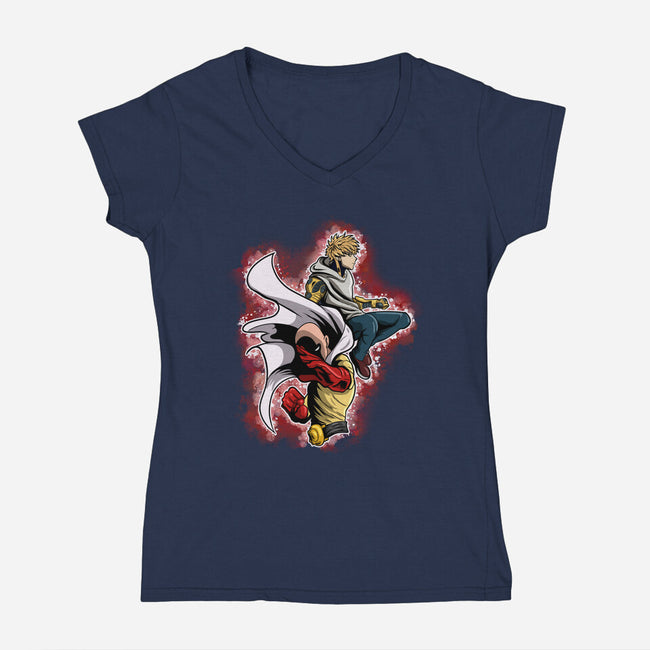 Two Heroes And One Punch-Womens-V-Neck-Tee-nickzzarto