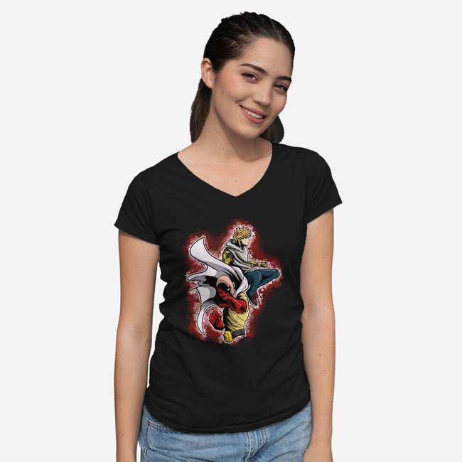 Two Heroes And One Punch-Womens-V-Neck-Tee-nickzzarto