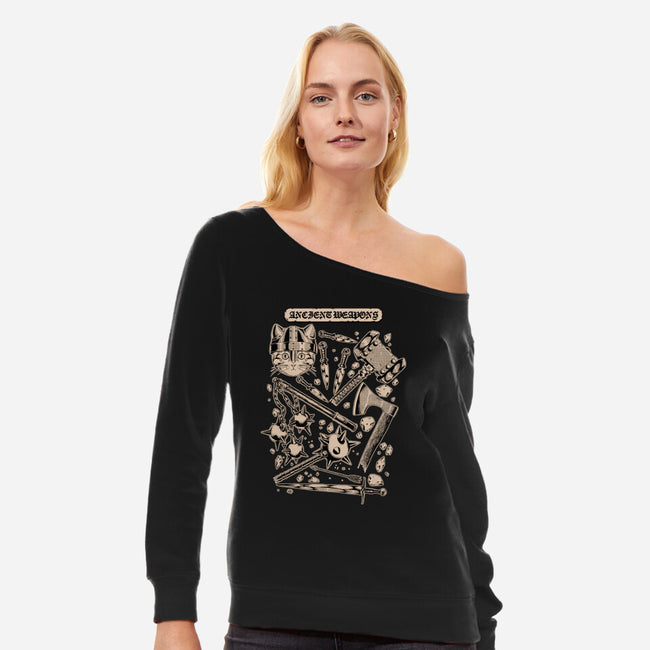 Ancient Weapons-Womens-Off Shoulder-Sweatshirt-Hafaell