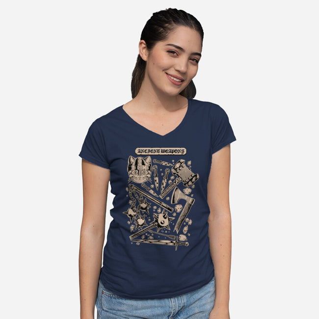 Ancient Weapons-Womens-V-Neck-Tee-Hafaell