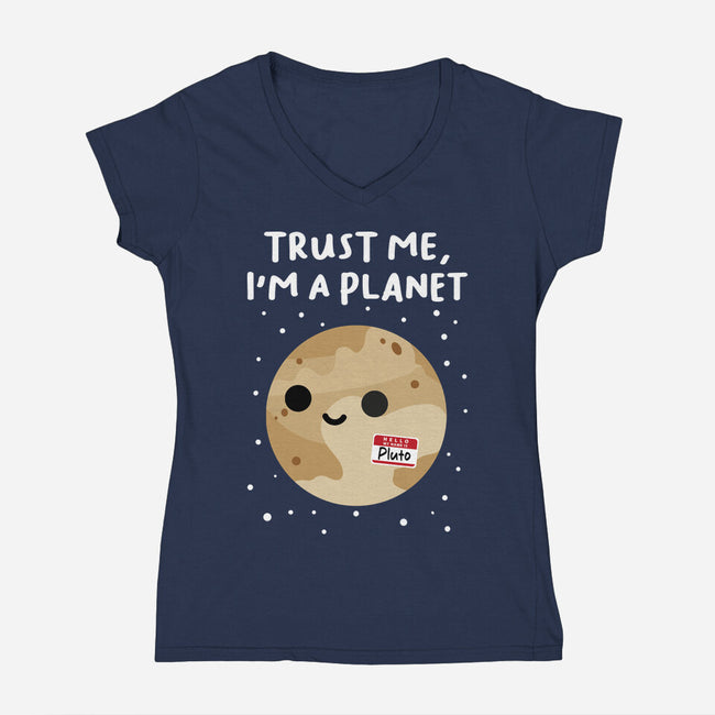 Trust Me I'm A Planet-Womens-V-Neck-Tee-DrMonekers