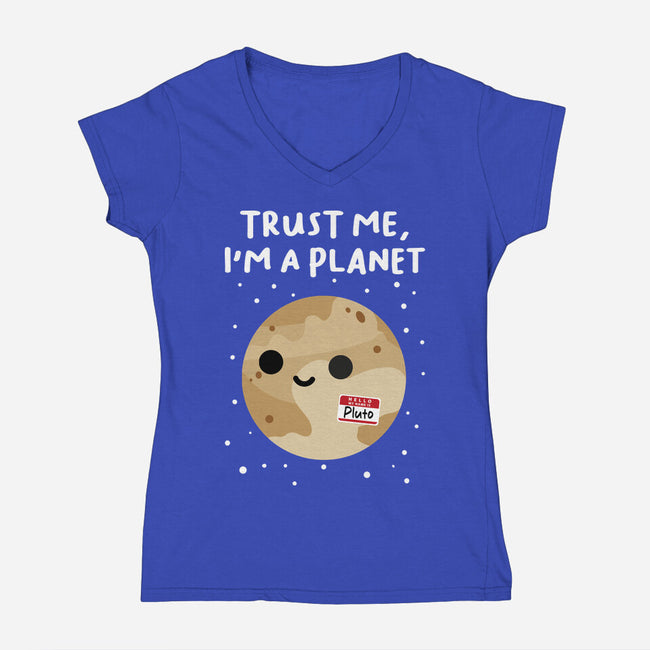 Trust Me I'm A Planet-Womens-V-Neck-Tee-DrMonekers