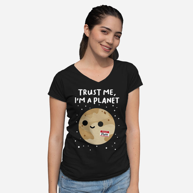 Trust Me I'm A Planet-Womens-V-Neck-Tee-DrMonekers