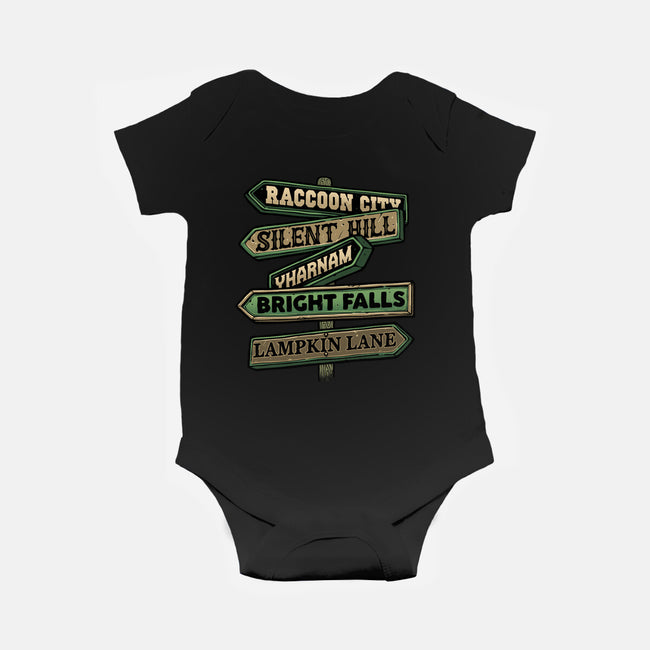 Spooky Towns-Baby-Basic-Onesie-glitchygorilla