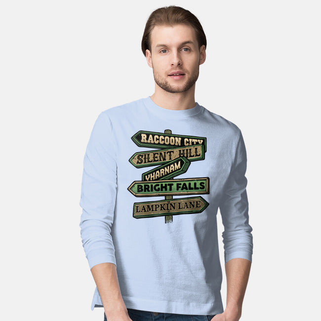 Spooky Towns-Mens-Long Sleeved-Tee-glitchygorilla