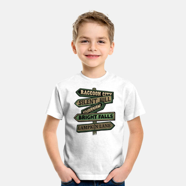 Spooky Towns-Youth-Basic-Tee-glitchygorilla