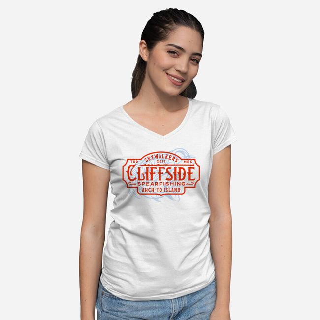 Luke's Cliffside Spearfishing-Womens-V-Neck-Tee-Wheels