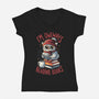 Owlways Reading Books-Womens-V-Neck-Tee-eduely