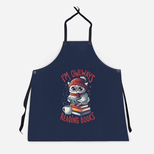 Owlways Reading Books-Unisex-Kitchen-Apron-eduely