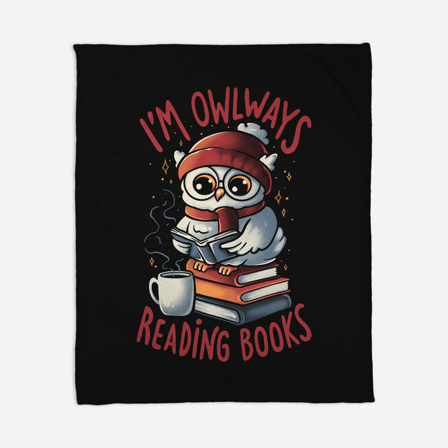 Owlways Reading Books-None-Fleece-Blanket-eduely