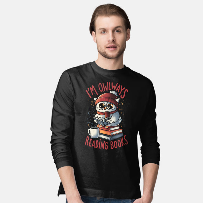 Owlways Reading Books-Mens-Long Sleeved-Tee-eduely