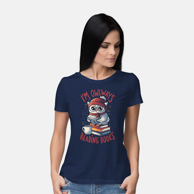 Owlways Reading Books-Womens-Basic-Tee-eduely