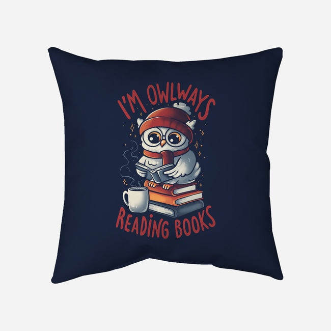 Owlways Reading Books-None-Removable Cover-Throw Pillow-eduely