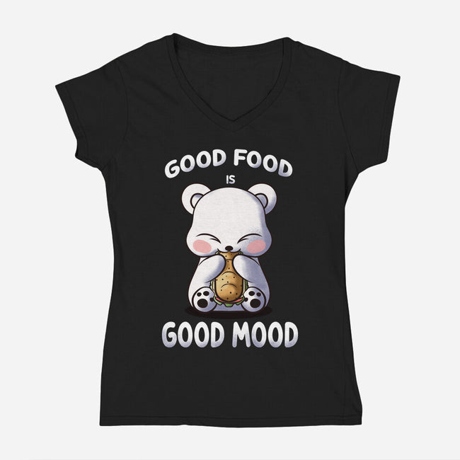 Good Food Is Good Mood-Womens-V-Neck-Tee-fanfabio