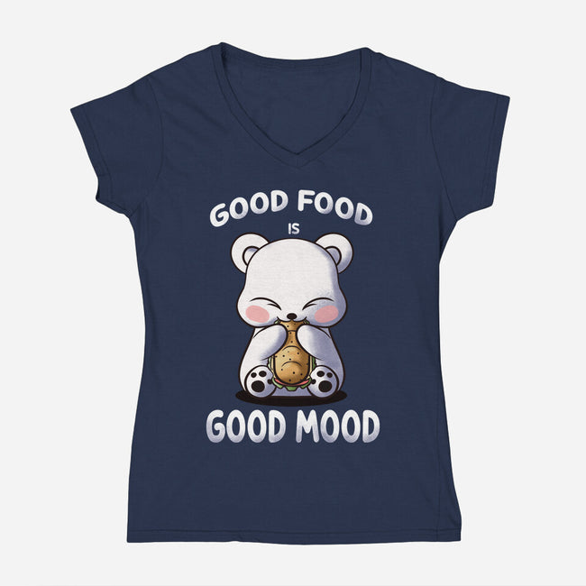 Good Food Is Good Mood-Womens-V-Neck-Tee-fanfabio