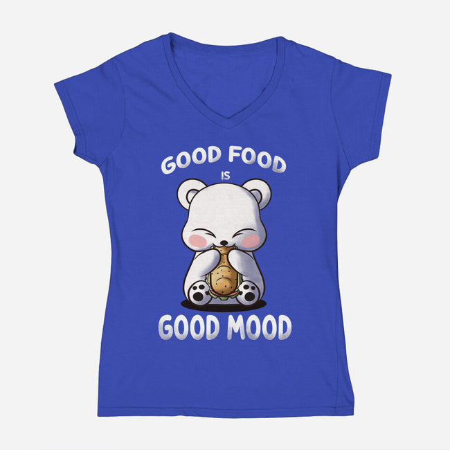 Good Food Is Good Mood-Womens-V-Neck-Tee-fanfabio