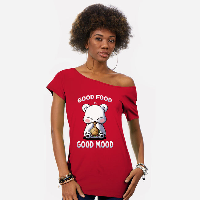 Good Food Is Good Mood-Womens-Off Shoulder-Tee-fanfabio