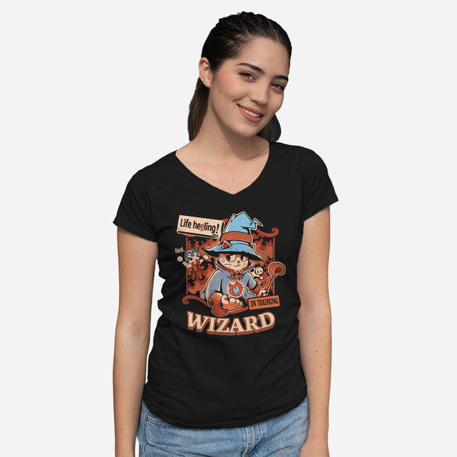 Wizard Still In Training-Womens-V-Neck-Tee-Heyra Vieira