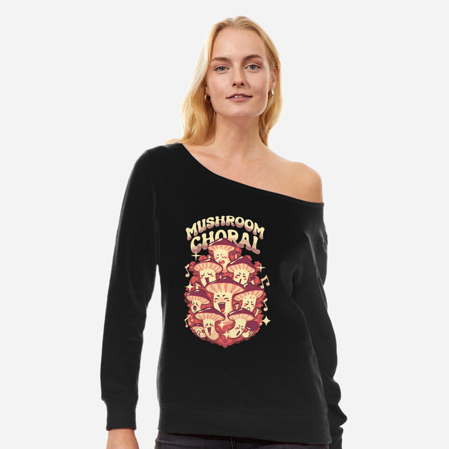 Mushroom Choral-Womens-Off Shoulder-Sweatshirt-Estudio Horta