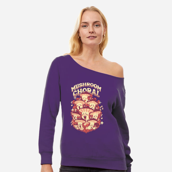 Mushroom Choral-Womens-Off Shoulder-Sweatshirt-Estudio Horta