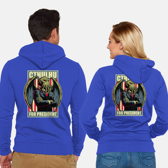 Cthulhu For President-Unisex-Zip-Up-Sweatshirt-Studio Mootant