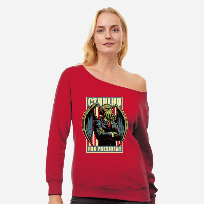 Cthulhu For President-Womens-Off Shoulder-Sweatshirt-Studio Mootant