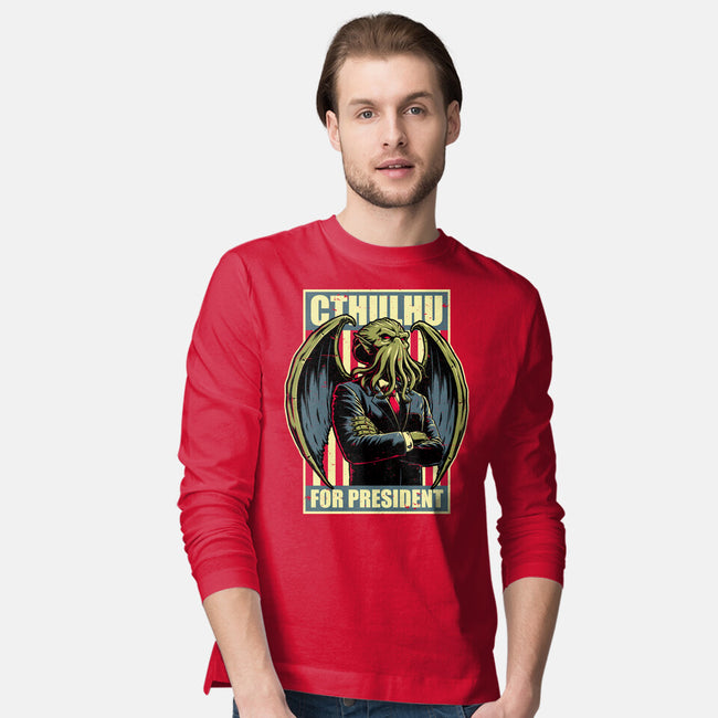 Cthulhu For President-Mens-Long Sleeved-Tee-Studio Mootant