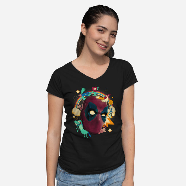 Imaginary Pool Friends-Womens-V-Neck-Tee-Bruno Mota