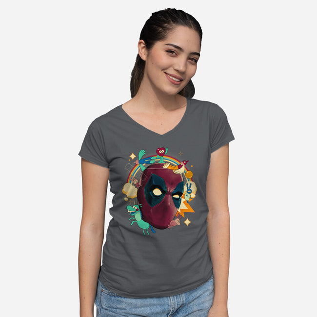 Imaginary Pool Friends-Womens-V-Neck-Tee-Bruno Mota