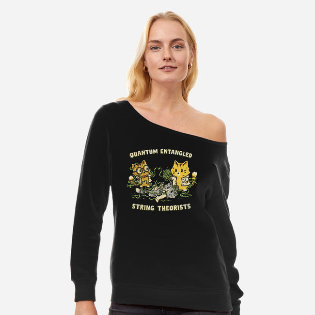 Quantum Entangled String Theorists-Womens-Off Shoulder-Sweatshirt-kg07