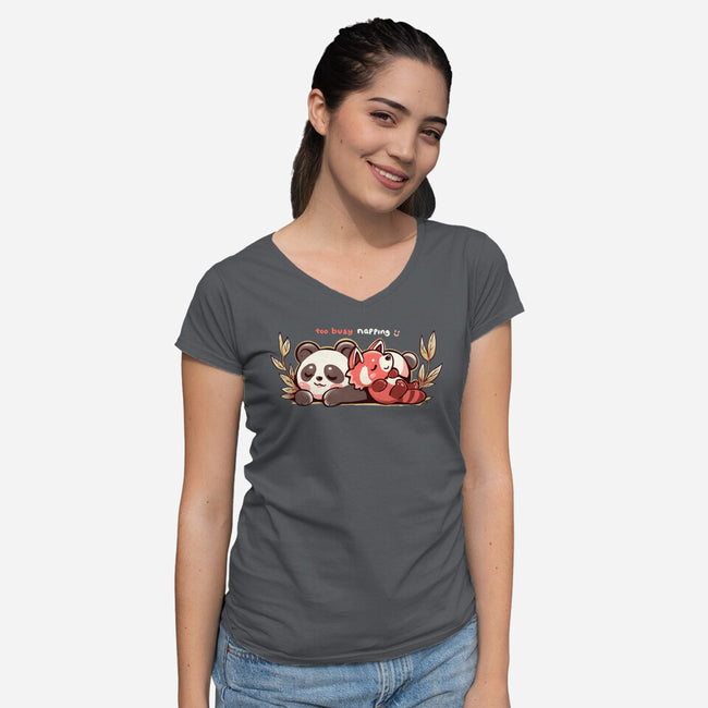 Too Busy Napping-Womens-V-Neck-Tee-TechraNova