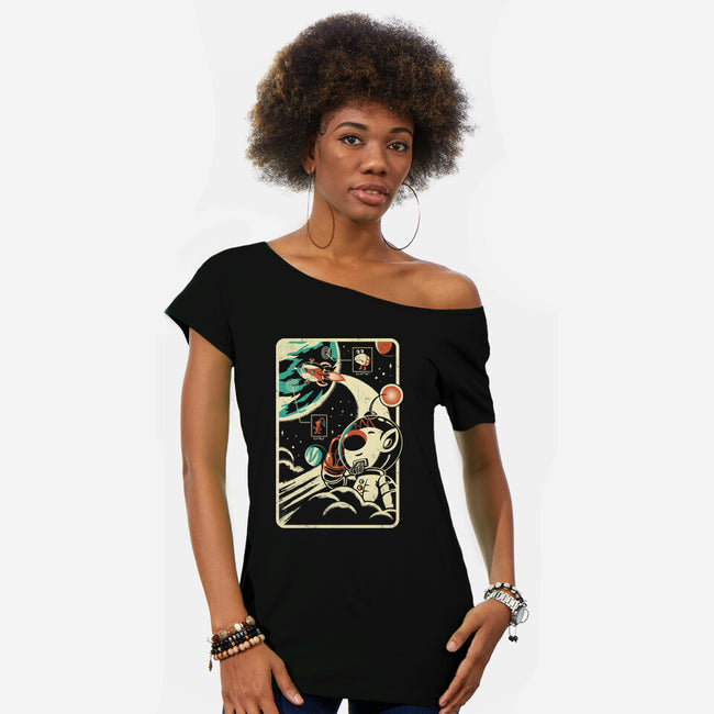 Interstellar Explorer-Womens-Off Shoulder-Tee-Henrique Torres