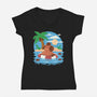 Summer Capybara-Womens-V-Neck-Tee-TechraNova