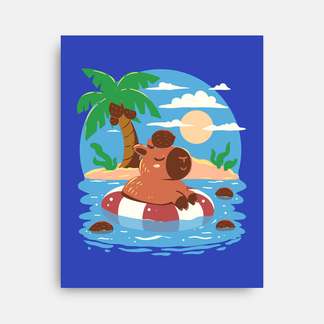 Summer Capybara-None-Stretched-Canvas-TechraNova