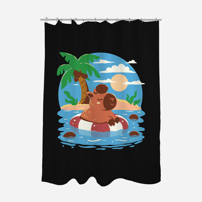 Summer Capybara-None-Polyester-Shower Curtain-TechraNova